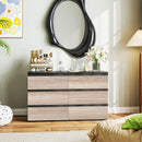 Comò Cassettiera 6 Cassetti 120x39x75 cm con Maniglie a Gola in Legno Nera e color Legno   