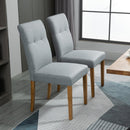 Set 2 Sedie Imbottite 50x62x96 cm in Tessuto Effetto Lino Grigio Chiaro