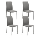 Set 4 Sedie Leda 42x52x96 cm in Tessuto Easy-Clean Gambe Rivestite in Tinta Grigio Scuro      