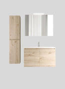 Mobile da Bagno Sospeso con Lavabo 80 cm e Specchio Bali Two Rovere Naturale      