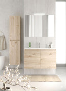 Mobile da Bagno Sospeso con Lavabo 80 cm e Specchio Bali Two Rovere Naturale      