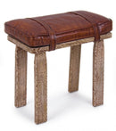 Sgabello Charleston Rettangolare in Pelle