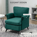 Poltrona Imbottita 63x71x83 cm in Tessuto Effetto Lino Verde