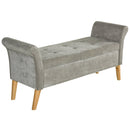 Panca Pouf Contenitore in Tessuto Imbottito con Braccioli 136,5x45x62 cm  Grigia