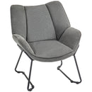 Poltrona Imbottita 71,5x67x79 cm in Tessuto Effetto Lino Grigio  