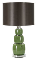 Lampada da Tavolo Eva Three Ø33x57 cm in Vetro e Ferro e Tessuto Bianco e Grigio      
