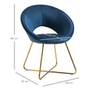 Poltroncina Imbottita in Velluto e Metallo Blu