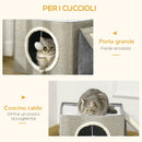 Cuccia per Gatti Pieghevole 73x42x34 cm in MDF e Sisal Grigio e Bianco