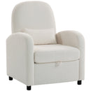 Poltrona Moderna 76x77x95 cm con Spazio Contenitore a Scomparsa e Cuscino Rivestimento in Pile Teddy Crema      
