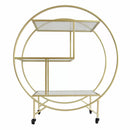 Carrello da Cocktail 3 Ripiani 94x82x37 cm in Vetro e Ferro Oro