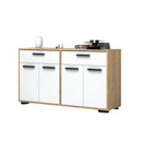 Mobile Multiuso Truva 4 ante e 2 cassetti 140 cm rovere bianco