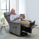 Poltrona Alzapersona Elettrica 2 Motori 73x94x103 cm in Tessuto Grigio