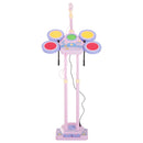 Set Batteria Giocattolo per Bambini con Microfono Rosa 
