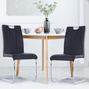 Set 2 Sedie Design Moderno in Metallo con Rivestimento in Pelle PU Nero 