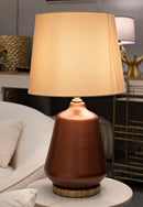 Lampada da Tavolo Rosenthal Ø35,5x65 cm in Vetro e Ferro e Tessuto Marrone e Oro      