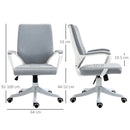 Sedia Operativa da Ufficio 62x69x92-102 cm in Tessuto Effetto Lino Grigia