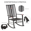 Sedia a Dondolo con Braccioli 68,5x87x113 cm in Acciaio Nero