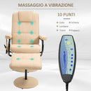 Poltrona Relax con 10 Punti Massaggio e Puof Poggiapiedi in Finta Pelle Crema  