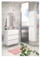 Mobile da Bagno a Terra con Lavabo 80 cm e Specchio Bali Light Bianco Frassino      