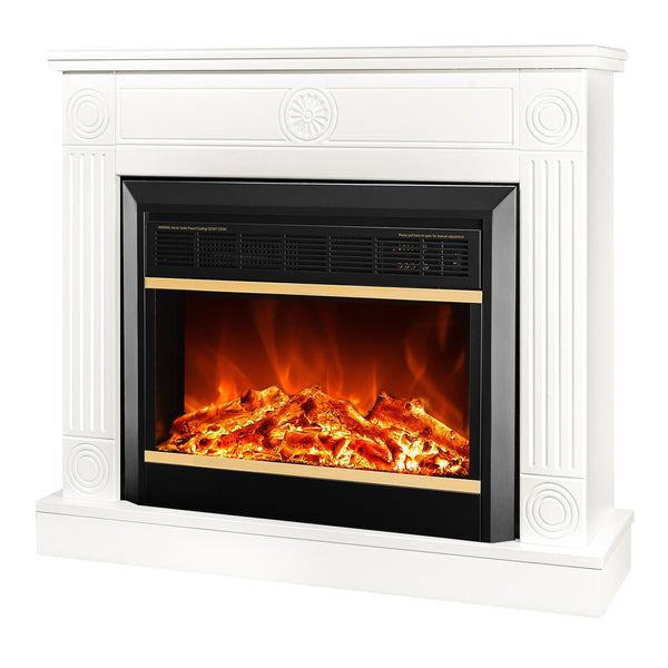 online Camino Elettrico da Pavimento 80x95x27 cm Effetto Fiamma 1500W Bonita & Mars Bianco/nero