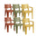 Set 6 Sedie da Giardino Keter Julie 61,5x58,5x79 cm Effetto Legno Verde Rosso e Giallo