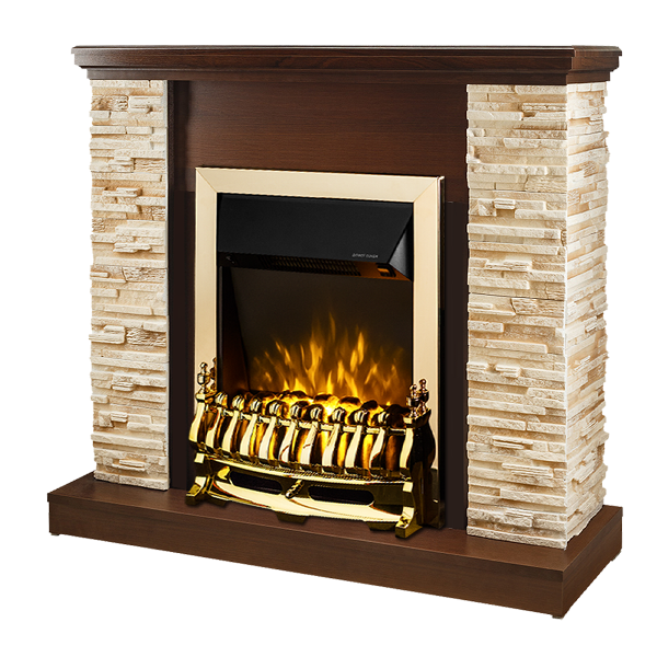 online Camino Elettrico da Pavimento 90,3x98x30 cm Effetto Fiamma 2000W Rock & Galileo Gold Noce