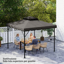 Telo di Ricambio Copertura per Gazebo 3x3 m a 2 Livelli con 8 Fori di Drenaggio in Poliestere Grigio Chiaro e Scuro      