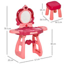 Postazione Trucco Specchiera Giocattolo per Bambini con Specchio e Accessori Rosa