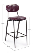 Sgabello Bar Debbie Bordeaux Vintage Imbottito in Similpelle