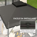 Telo di Ricambio Copertura per Gazebo 3x3 m a 2 Livelli con 8 Fori di Drenaggio in Poliestere Grigio Chiaro e Scuro      