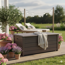 Baule Cassapanca da Esterno 145x60,3x69,7 cm in Resina Effetto Legno Keter Brightwood Marrone