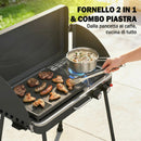 Barbecue a Gas Propano Portatile 61x47x88 cm con Griglia e Fornello 7KW in Alluminio e Metallo Nero      