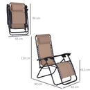Sedia Sdraio Zero Gravity 90x65x110cm Reclinabile in Acciaio e Textilene