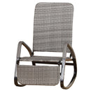 Sedia a Dondolo Pieghevole con Braccioli 90x64x108 cm in Metallo e Rattan Grigia