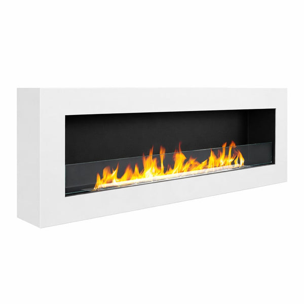acquista Camino a Bioetanolo a Parete 120x15x41 cm Siena Struttura in Acciaio Bianco