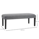 Panca Imbottita in Tessuto Lino 120x53x46 cm  Grigia