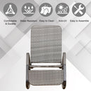 Sedia a Dondolo Pieghevole con Braccioli 90x64x108 cm in Metallo e Rattan Grigia