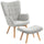 Poltrona da Salotto con Pouf Poggiapiedi 72x80x101 cm in Velluto a Costine Grigio