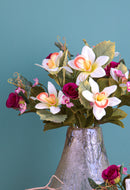 Set 2 Bouquet Artificiale di Orchidee e Rose Altezza 38 cm Marrone/Ciliegia/Bordeaux