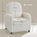 Poltrona Moderna 76x77x95 cm con Spazio Contenitore a Scomparsa e Cuscino Rivestimento in Pile Teddy Crema      