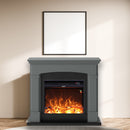 Camino Elettrico da Pavimento 107,2x95,2x24,5 cm Effetto Fiamma 1500W Sined Siena Grigio Scuro