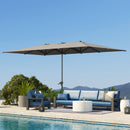 Ombrellone Doppio da Giardino 451x264x264 cm 12 Stecche con Apertura a Manovella Grigio 
