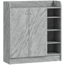 Scarpiera Moderna 83x30x90 cm con 4 Ripiani Aperti e Armadietto per 12 Paia in Legno Grigio Cemento      