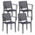 Set 4 Sedie Impilabili 81x57x56 cm con Braccioli in Polipropilene e Fibra di Vetro Porto Antracite