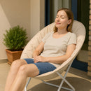 Poltrona Relax Ergonomica Pieghevole Salvaspazio Moon 60x78x78 cm Sedia Regista Imbottita Beige      