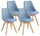 Set 4 Sedie 52x48,5x82 cm in Similpelle e Legno di Faggio Tommy Blu