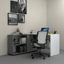 Scrivania Angolare Reversibile 140-210x60x74 cm Mia Cemento Bianco
