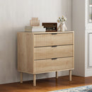 Cassettiera 3 Cassetti 80x40x77,5 cm in Stile Nordico in Legno Rovere  