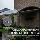 Gazebo Pergola da Giardino 286x384x252 cm con 16 Fori di Drenaggio in Metallo e Poliestere Grigio      