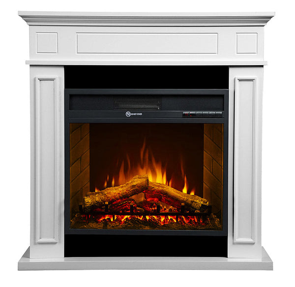 online Camino Elettrico da Pavimento Effetto Fiamma 89,5x90,5x28 cm 900W/1800W in Legno Bianco